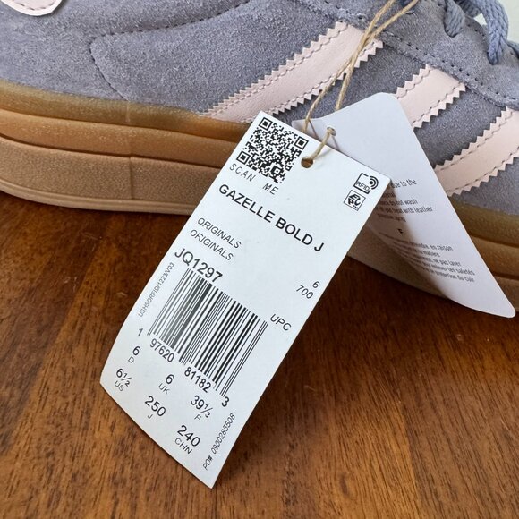 Adidas Gazelle Bold Shoes Kids in Silver Violet/Almost Pink/Gum - Picture 5 of 11